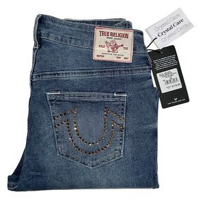 NWT True Religion Women Jeans 28 Jennie Crystal Viper Mid Rise Curvy Skinny $179